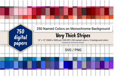 Very Thick Stripes Digital Paper - 250 Colors on BG