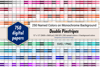 Double Pinstripes Digital Paper - 250 Colors on BG
