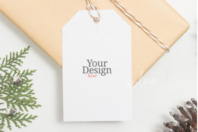 Chrismast Gift Tag Mockup, Thank You Tag Mockup