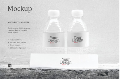 Water Bottle Wrapper With Table Tent Mockup&2C; Water Bottle Label Mockup