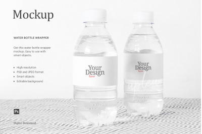 Water Bottle Wrapper Mockup&2C; Water Bottle Label Mockup