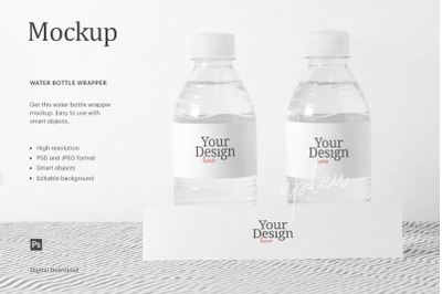 Water Bottle Wrapper With Table Tent Mockup