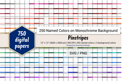 Pinstripes Digital Paper - 250 Colors on BG