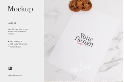 A5 Mockup Greeting Card With Cookies, Styled Photo Mocokup