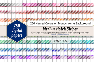 Medium Hatch Stripes Digital Paper - 250 Colors on BG