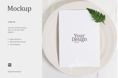 A5 Thank You Card On Plate Mockup, Styled Photo Mockup