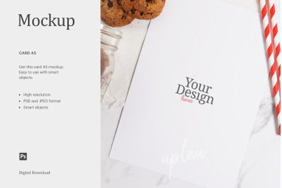 A5 Recipe Card With Cookies Mockup, Styled Photo Mocokup