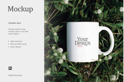 15oz Ceramic Mug Mockup&2C; Mug Mockup On Green Grass