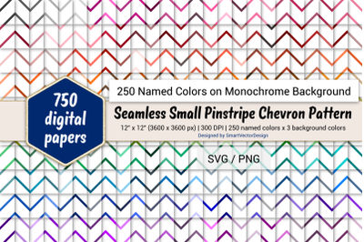 Seamless Small Pinstripe Chevron Paper-250 Colors on BG