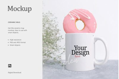 15oz Mug Mockup, Doughnut And Coffee Mug Mockup