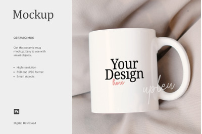 15oz Mug Mockup&2C; Coffee Mug On Bed&2C; Styled White Mug Mockup