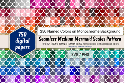 Seamless Medium Mermaid Scales Paper - 250 Colors on BG