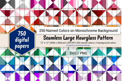 Seamless Large Hourglass Pattern Paper - 250 Colors on BG