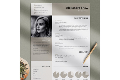 Resume Template, CV Template, One page Resume Design
