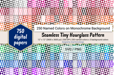 Seamless Tiny Hourglass Pattern Paper - 250 Colors on BG