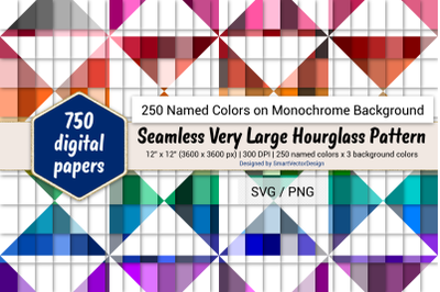 Seamless Very Large Hourglass Pattern Paper-250 Colors on BG