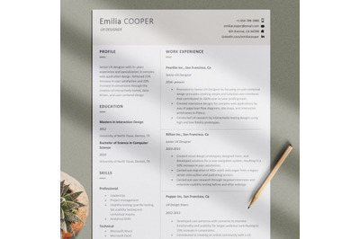 Resume Template, CV Template, One page Resume Design