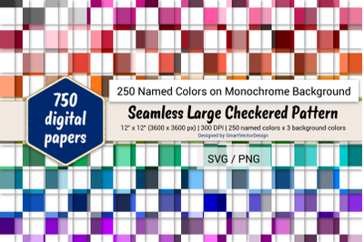 Seamless Large Checkered Pattern Paper - 250 Colors on BG