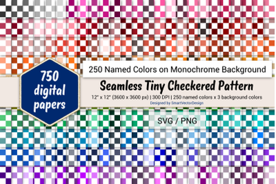 Seamless Tiny Checkered Pattern Paper - 250 Colors on BG
