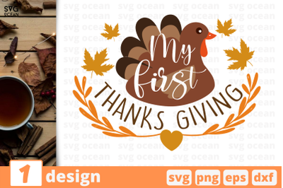 1 MY FIRST THANKS GIVING, autumn quotes cricut svg