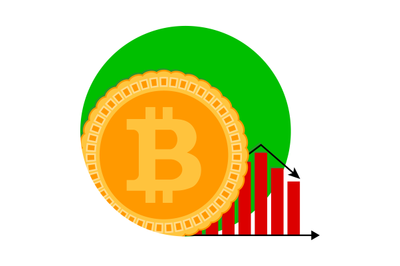 Bitcoin money diagram falling icon