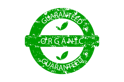 Organic guaranteed rubber stamp green