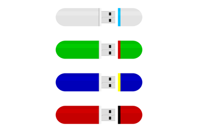 Colored flash drive stick collection vector