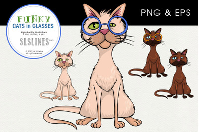 Cats in Funny Glasses PNG &amp; EPS