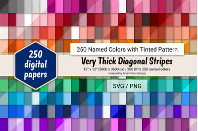 Very Thick Diagonal Stripes Digital Paper-250 Colors Tinted