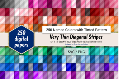 Very Thin Diagonal Stripes Digital Paper - 250 Colors Tinted