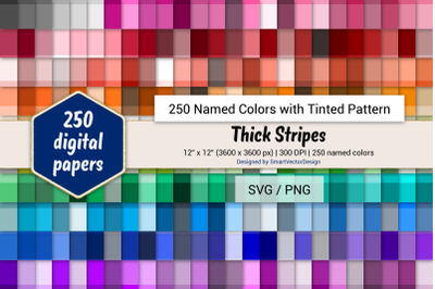 Thick Stripes Digital Paper - 250 Colors Tinted