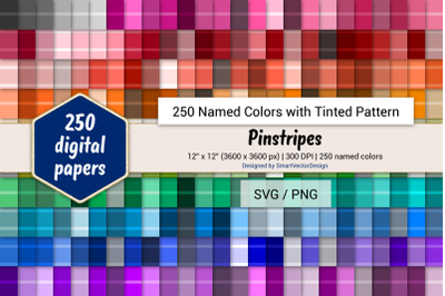 Pinstripes Digital Paper - 250 Colors Tinted
