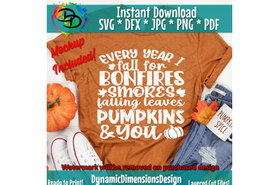 Every Year I Fall For You svg, Fall png, Pumpkins, Files for Cutting M