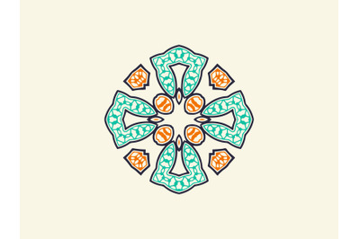 Ornament Abstract Navy Tosca Orange Color