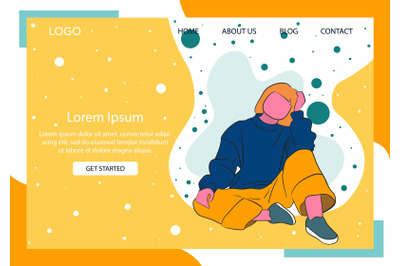 Landing Page Fashion Woman in Over-sized Clothes