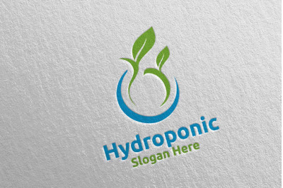 Water Hydroponic Botanical Gardener Logo Design 89