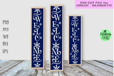 Welcome winter vertical sign svg, winter porch sign svg