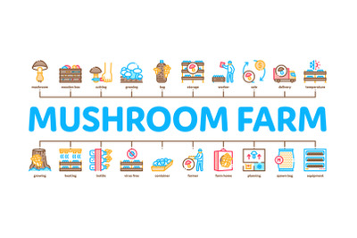 Mushroom Farm Plant Minimal Infographic Banner Vector