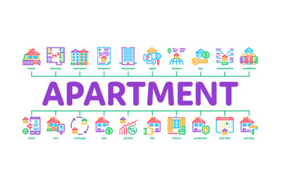 Apartment Building Minimal Infographic Banner Vector