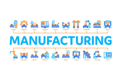 Manufacturing Process Minimal Infographic Banner Vector