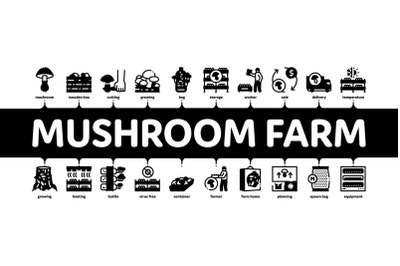 Mushroom Farm Plant Minimal Infographic Banner Vector