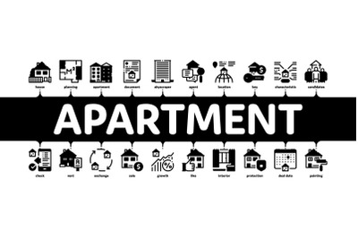 Apartment Building Minimal Infographic Banner Vector