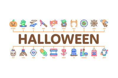 Halloween Celebration Minimal Infographic Banner Vector