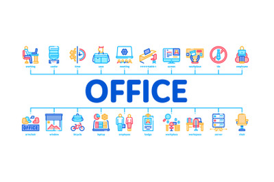 Office And Workplace Minimal Infographic Banner Vector