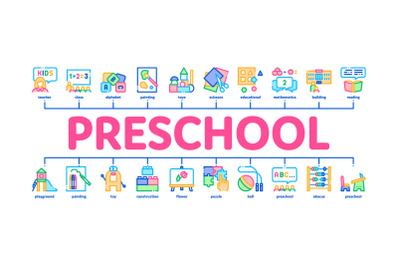 Preschool Education Minimal Infographic Banner Vector