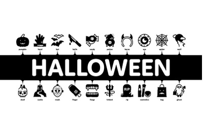 Halloween Celebration Minimal Infographic Banner Vector