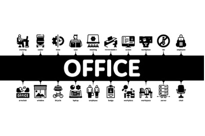 Office And Workplace Minimal Infographic Banner Vector