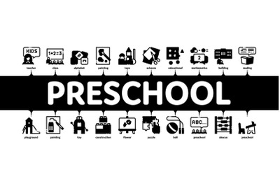 Preschool Education Minimal Infographic Banner Vector