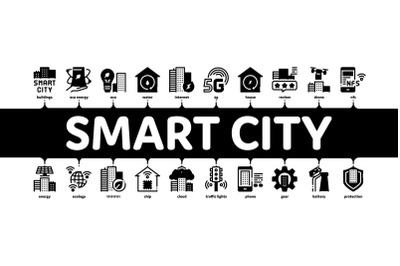 Smart City Technology Minimal Infographic Banner Vector