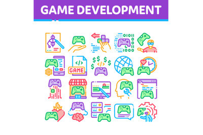 Video Game Development Collection Icons Set Vector